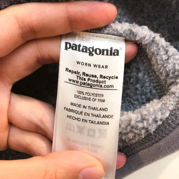 Patagonia Grey Tight Knit Quarter Zip Outdoor Polyester Pullover Jacket XS - Picture 8 of 9